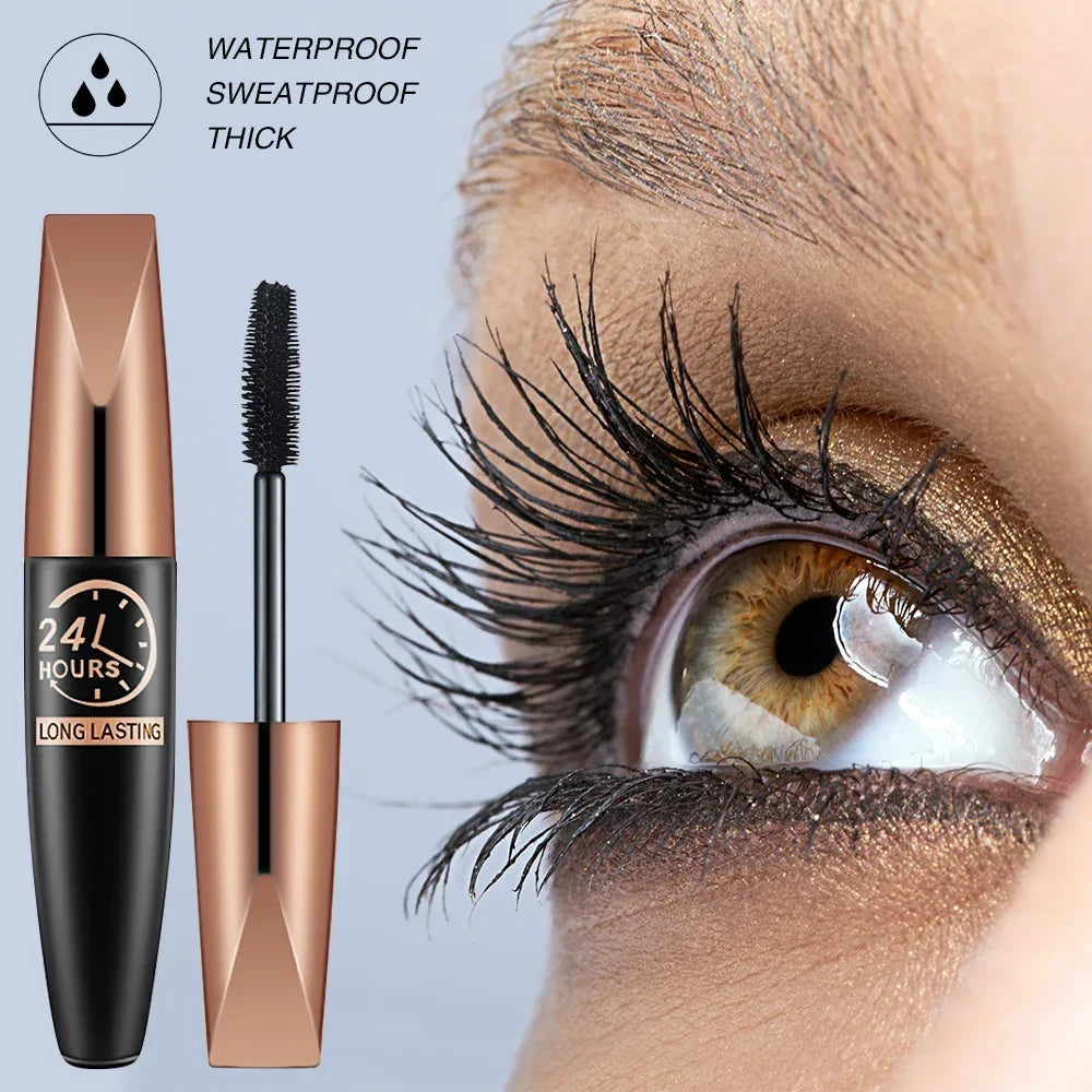 5D Waterproof Mascara – Lengthening & Volumizing Black Silk Fiber Formula