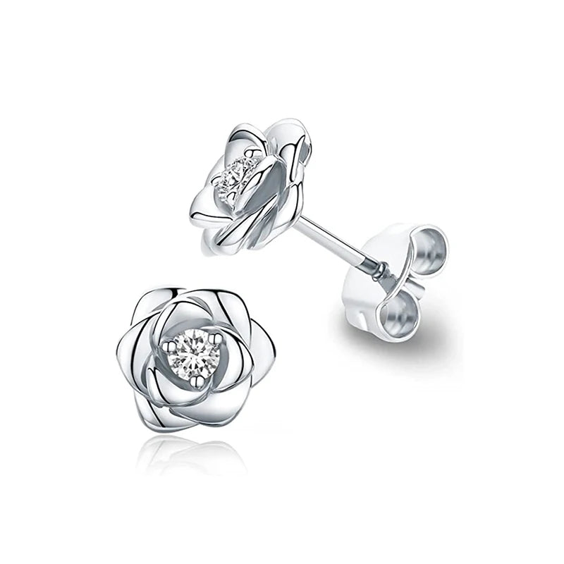Huitan Eternity Love Earrings – Heart Studs for Women (Silver/Gold) - Lylamor.com