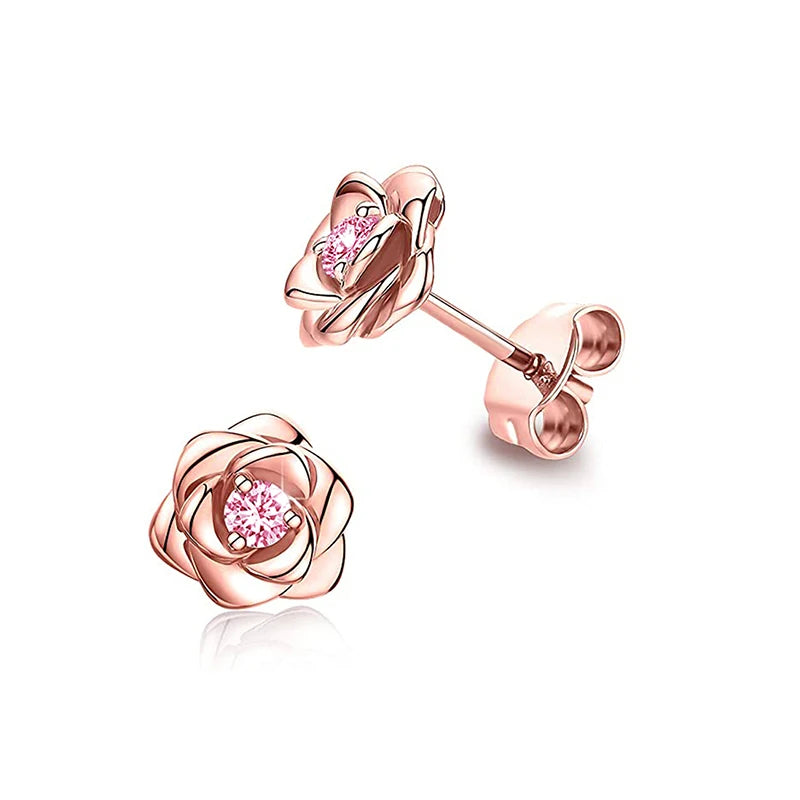 Huitan Eternity Love Earrings – Heart Studs for Women (Silver/Gold) - Lylamor.com