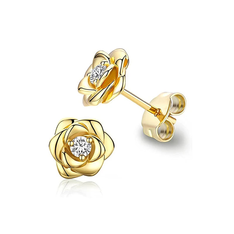 Huitan Eternity Love Earrings – Heart Studs for Women (Silver/Gold) - Lylamor.com