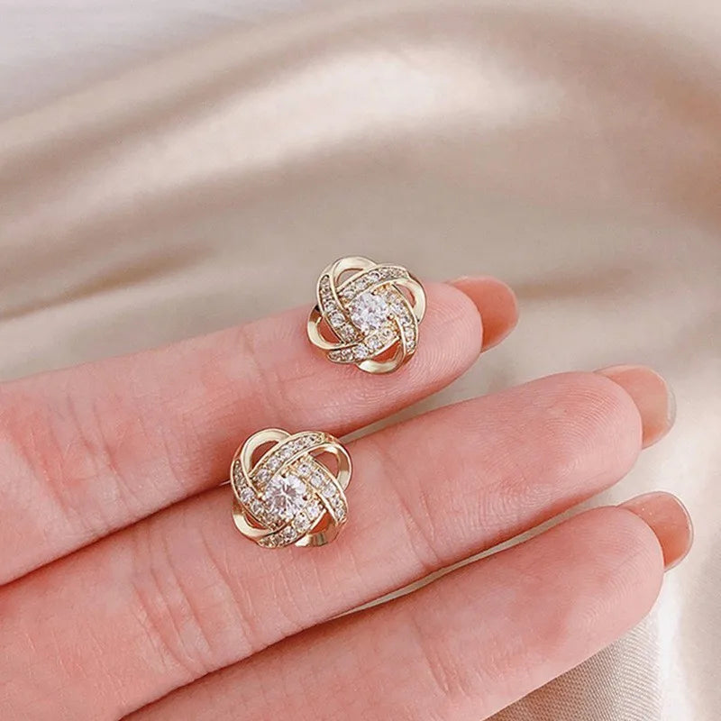 Light Luxury Zircon Cross Earrings – Hollow Geometric Studs - Lylamor.com