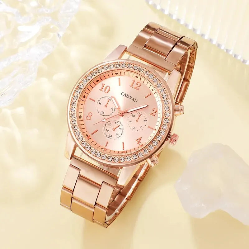 6-Piece Rose Gold Jewelry & Watch Set – Luxury Women’s Accessories - Lylamor.com