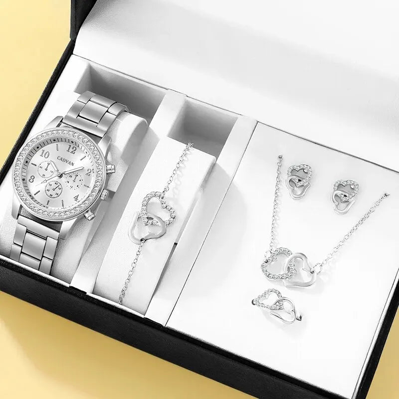 6-Piece Rose Gold Jewelry & Watch Set – Luxury Women’s Accessories - Lylamor.com