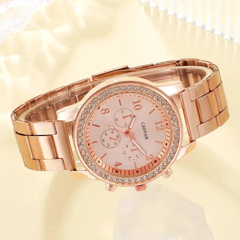 6-Piece Rose Gold Jewelry & Watch Set – Luxury Women’s Accessories - Lylamor.com