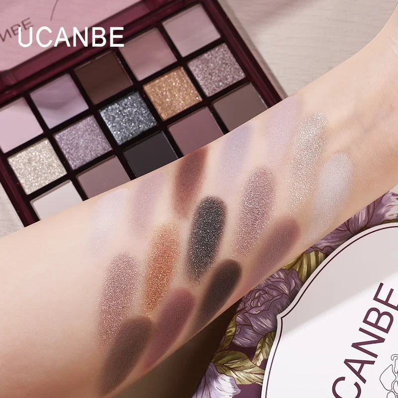 UCANBE Smokey Rose Eyeshadow Palette 15 Color Neutral Shimmer Matte Metallic Eye Makeup - Lylamor.com