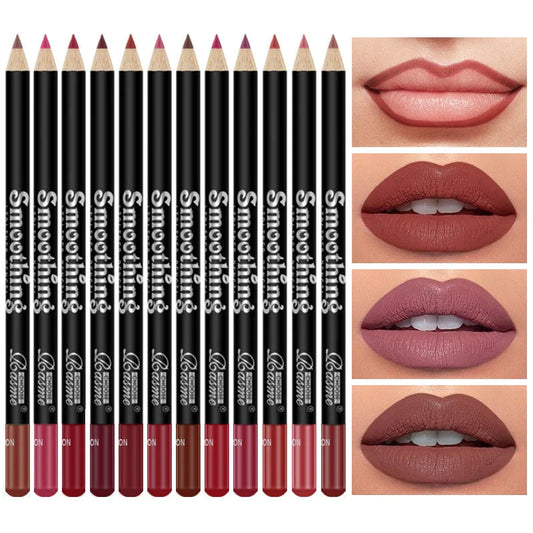 12-Piece Long-Lasting Lipstick Set – Matte Lipstick + Lip Liner + Gloss