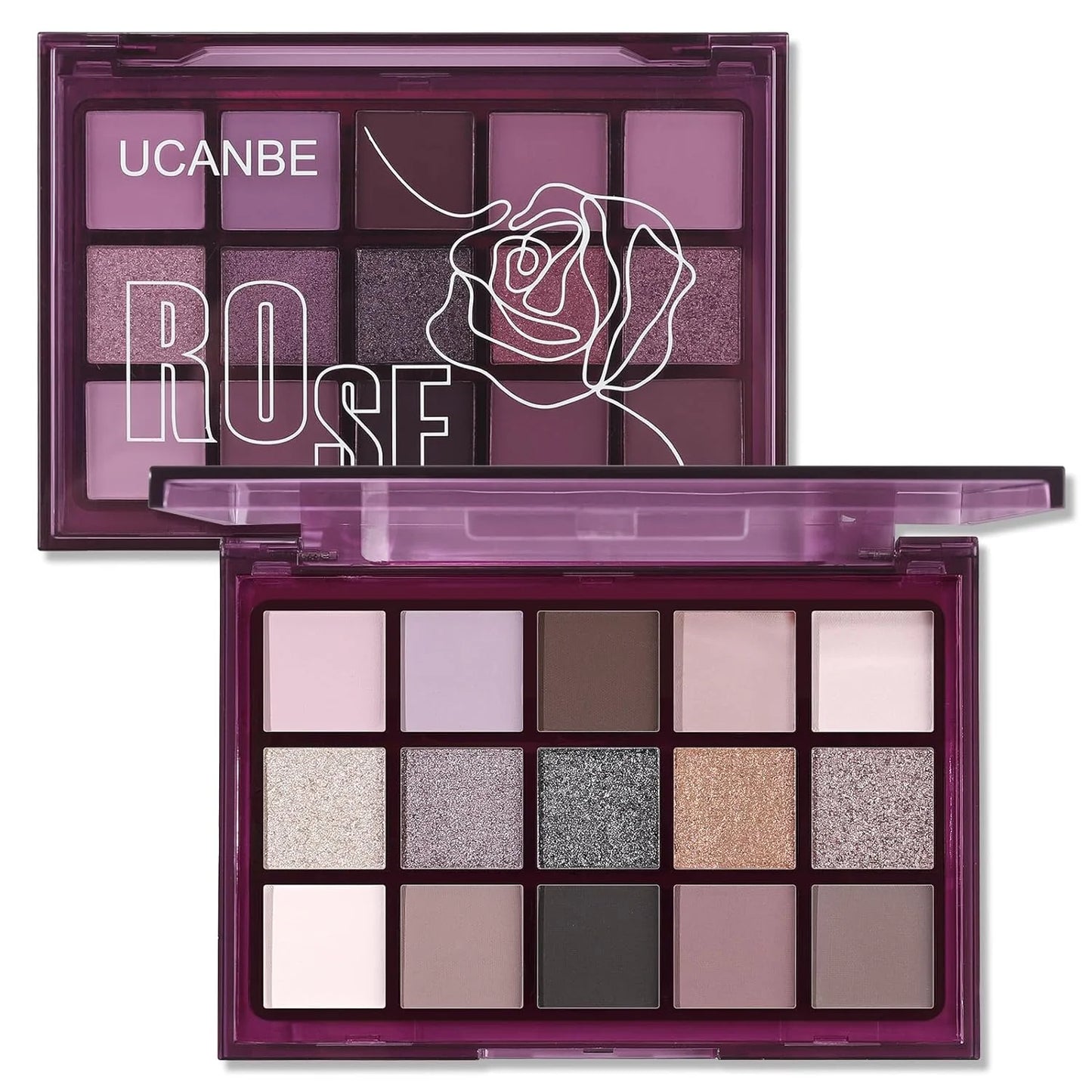UCANBE Smokey Rose Eyeshadow Palette 15 Color Neutral Shimmer Matte Metallic Eye Makeup - Lylamor.com