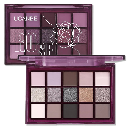 UCANBE Smokey Rose Eyeshadow Palette 15 Color Neutral Shimmer Matte Metallic Eye Makeup - Lylamor.com