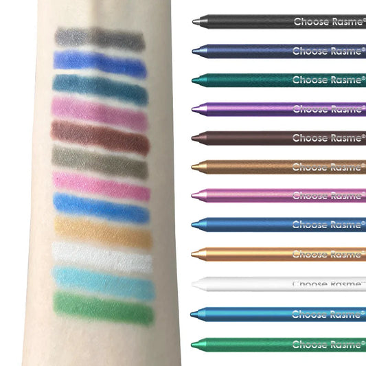 12-Color Glitter & Shimmer Eyeliner Set - Long-Wearing Blue Tones