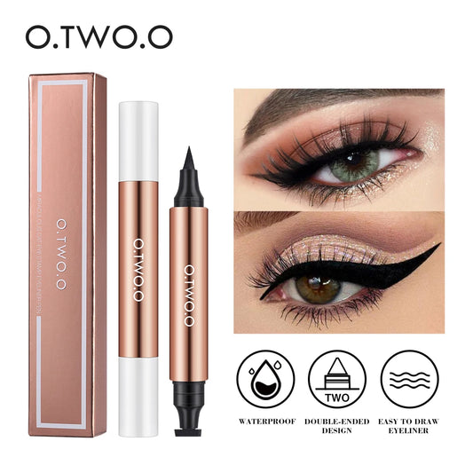 O.TWO.O Eyeliner Stamp Black Liquid Eyeliner Pen Waterproof Fast Dry Double-ended Eye Liner Pencil Make-up for Women Cosmetics - Lylamor.com