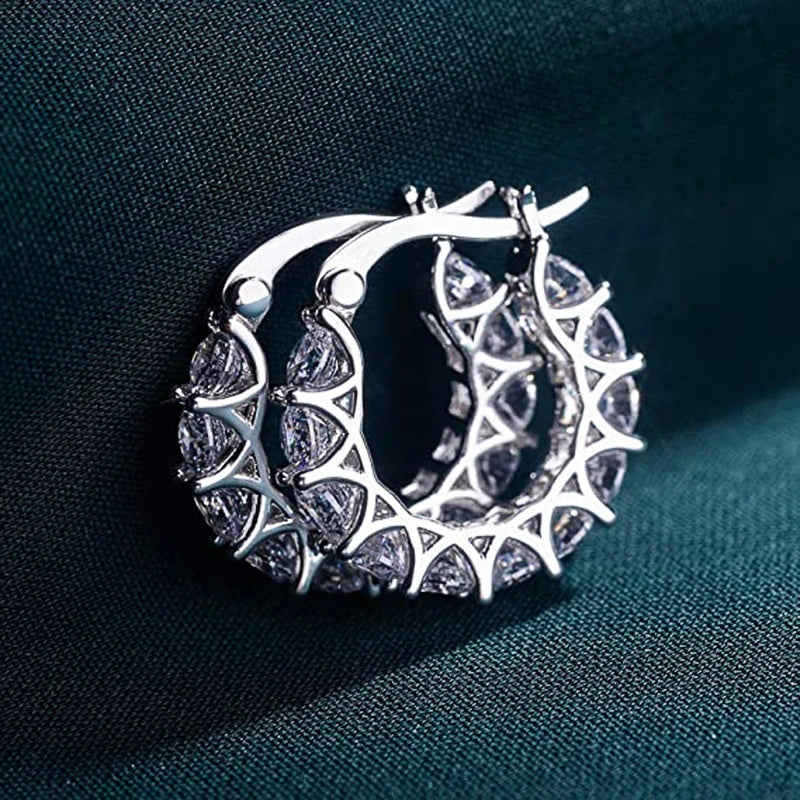 Huitan Luxe CZ Hoop Earrings – Full Pavé Crystal Elegance