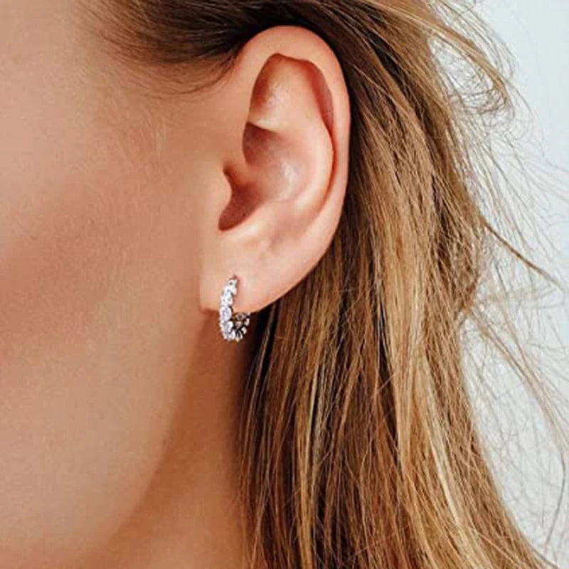 Huitan Luxe CZ Hoop Earrings – Full Pavé Crystal Elegance
