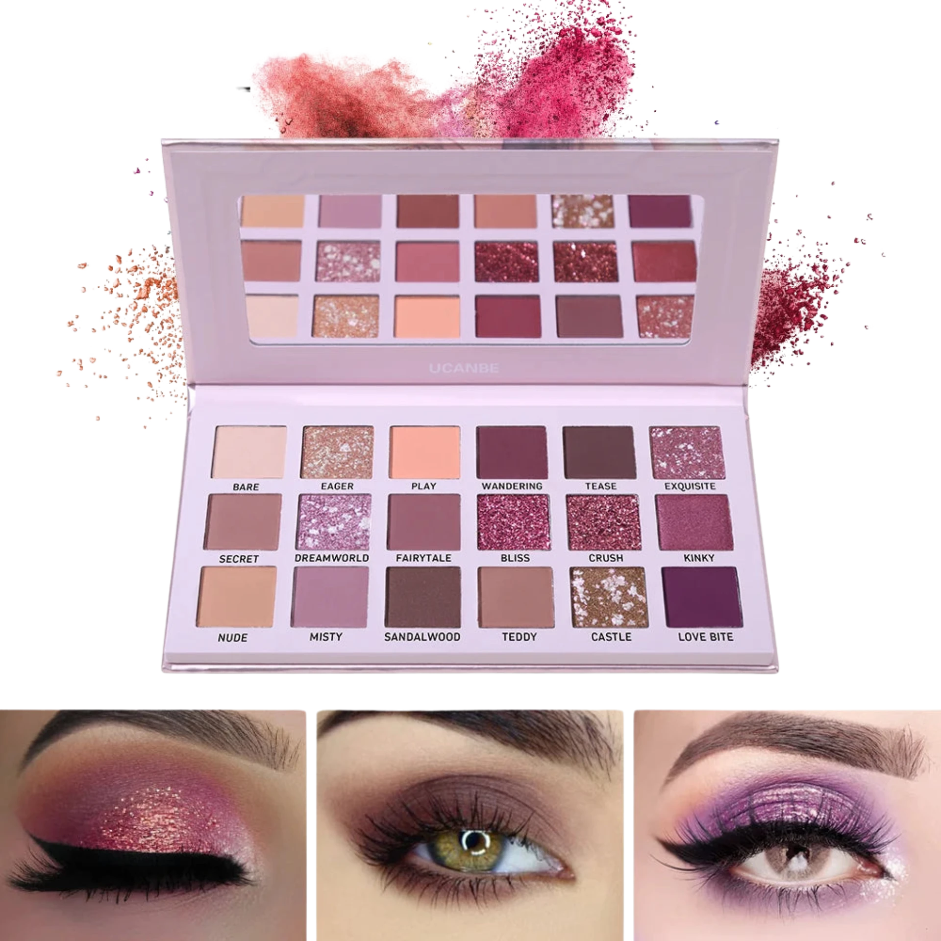 UCANBE Eyeshadow Palette Set – 2pcs Matte Shimmer Glitter Pigment Makeup - Lylamor.com