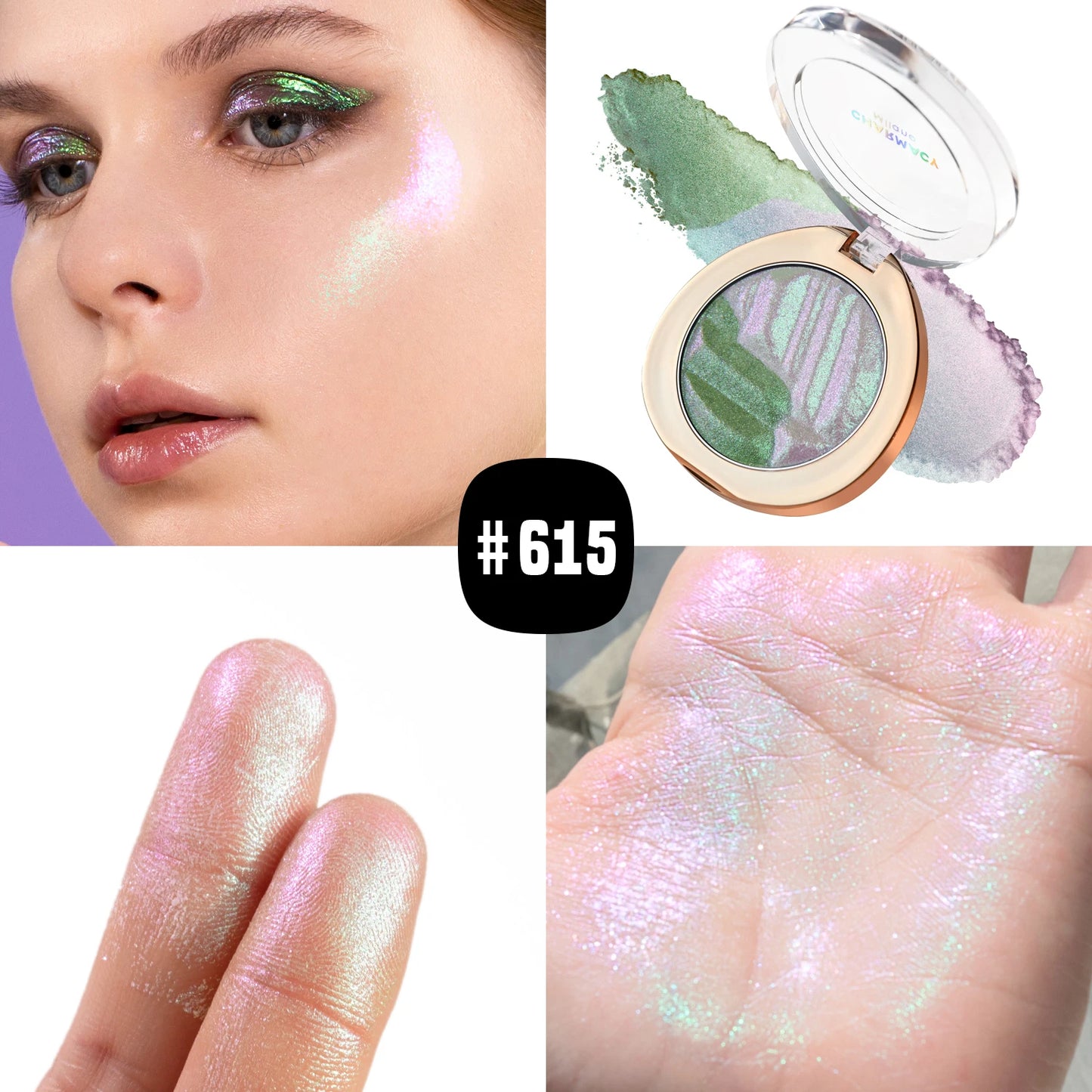 CHARMACY Duochrome Highlighter Powder 4.2g – Long-Lasting Multichrome Shimmer Makeup for Women - Lylamor.com