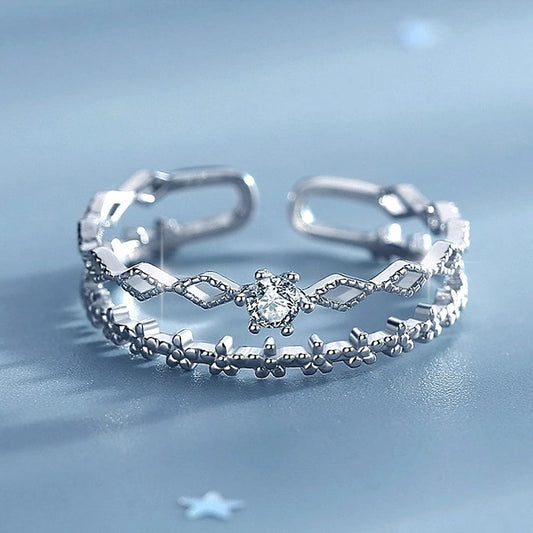 Huitan Adjustable Floral Rings for Women