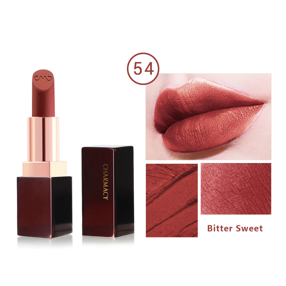 CHARMACY Matte Lipstick – Long-lasting, Waterproof, Velvet Finish, Non-stick Cup - Lylamor.com
