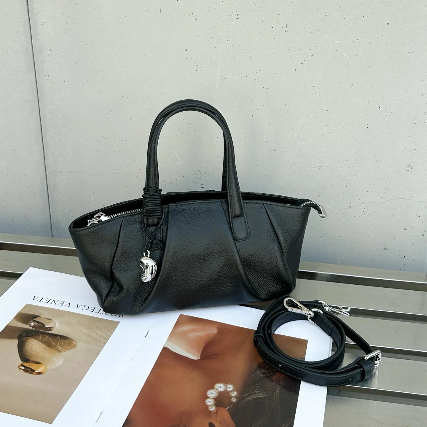FIRMRANCH Soft Genuine Leather Shoulder & Crossbody Handbag with Zipper – Light Luxury Casual Tote - Lylamor.com