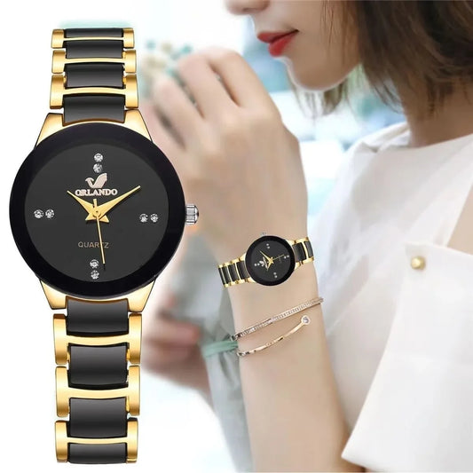 Rhinestone Women's Watch - Stainless Steel Band Analog Quartz Watch