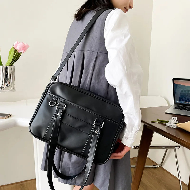 Japanese Preppy Shoulder Bag - PU Leather JK Uniform Bag for Women & Girls (Itabag/Tote/Bolso)