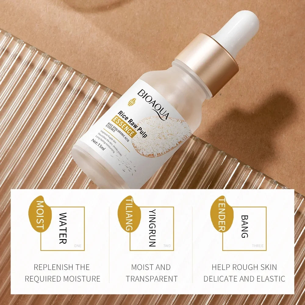 BIOAQUA Rice Essence Hyaluronic Acid Face Serum – Moisturizing, Whitening, Anti-Wrinkle & Nourishing Facial Care - Lylamor.com