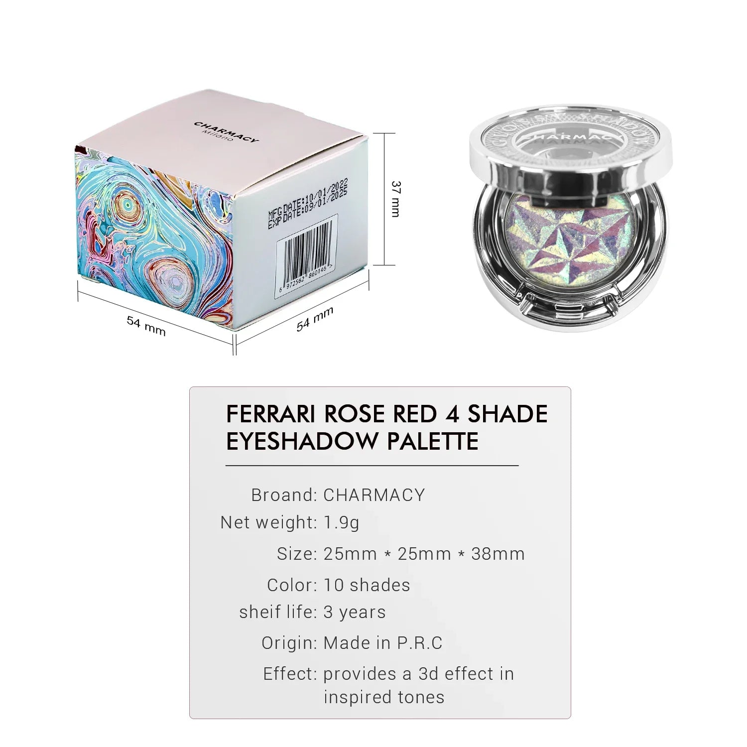 CHARMACY Duochrome Eyeshadow Palette – Long-lasting Glitter Multicolor Pigment Shadows - Lylamor.com