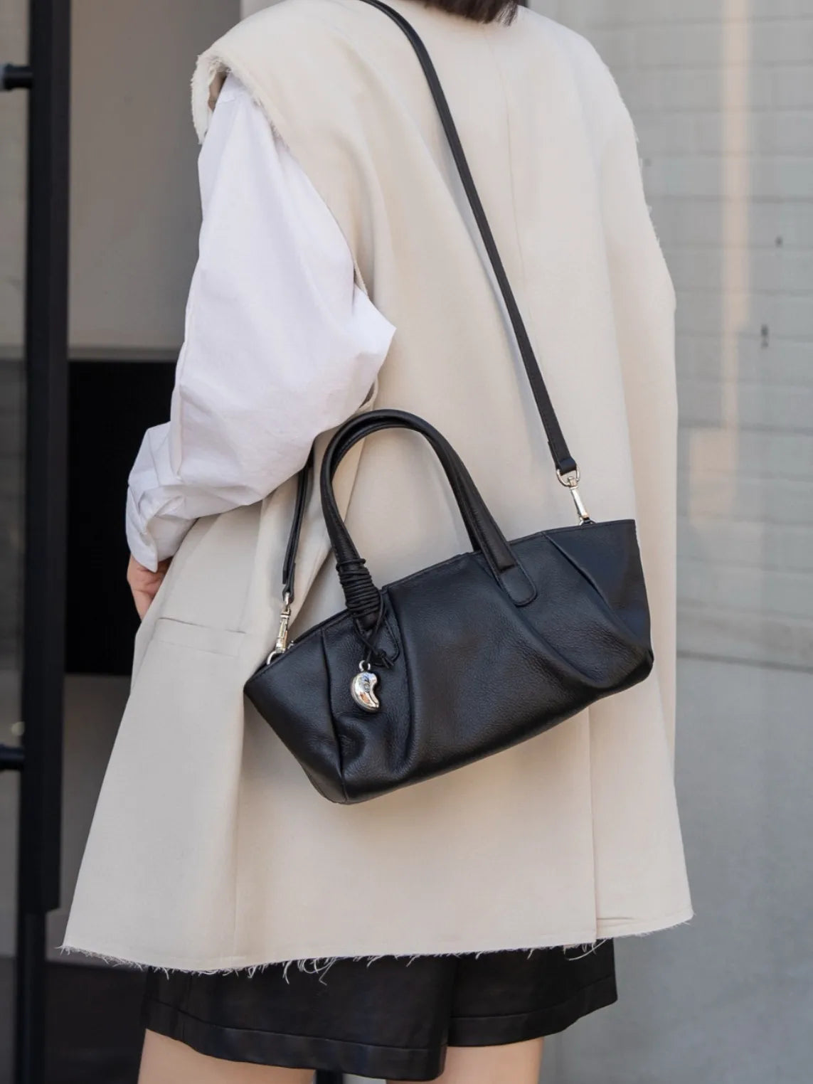 FIRMRANCH Soft Genuine Leather Shoulder & Crossbody Handbag with Zipper – Light Luxury Casual Tote - Lylamor.com