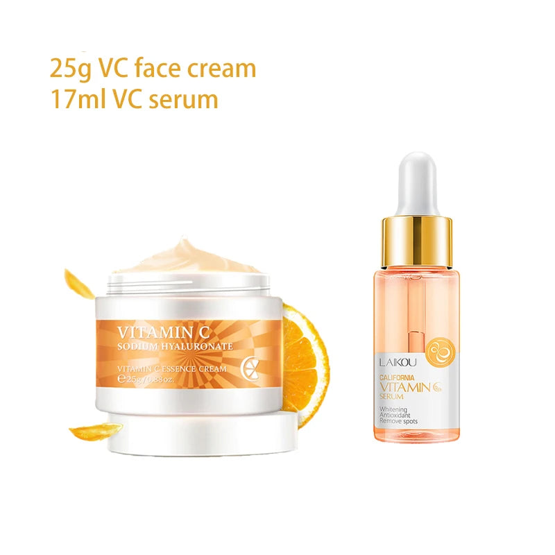LAIKOU Vitamin C Whitening Skincare Set – Anti-Aging Moisturizing Face Cream, Eye Cream & Cleanser - Lylamor.com