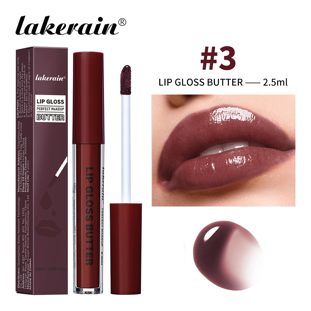 Lakerain Lip Gloss Butter  Long Lasting Non-stick  Beauty Waterproof Lip Stain Makeup Plumping Hydrating Lip Gloss Cosmetics - Lylamor.com