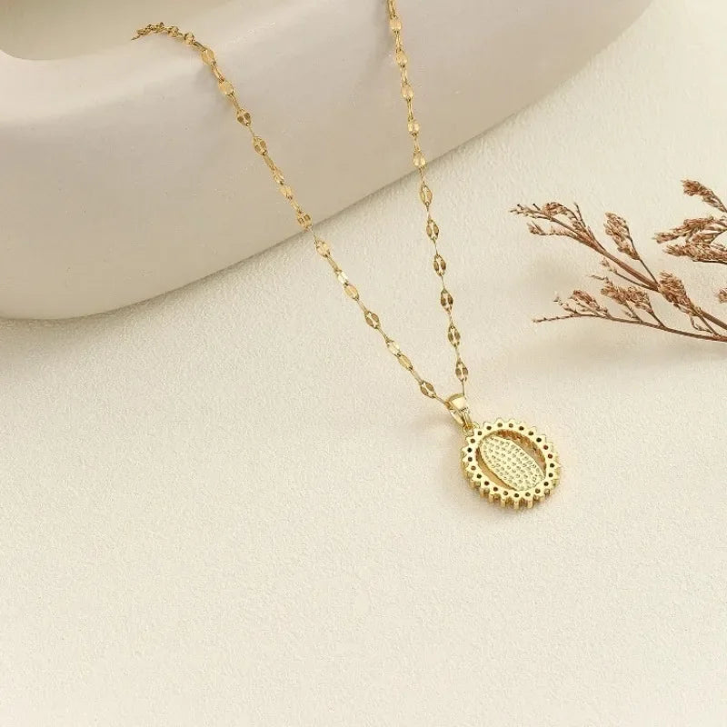 Virgin Mary Necklace - Colorful Zircon Hollow Pendant (Euro-American Fashion)