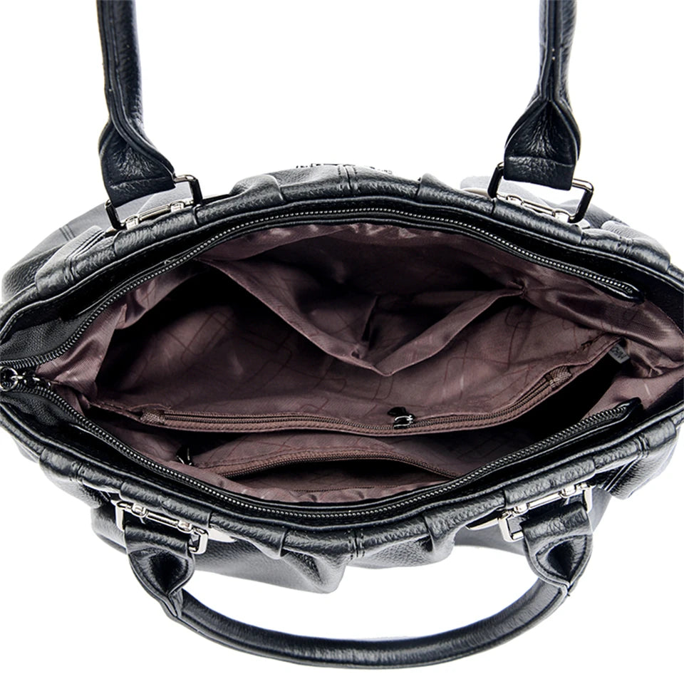 VANDERWAH Soft Leather Casual Tote - Zippered Women’s Commuter Handbag - Lylamor.com