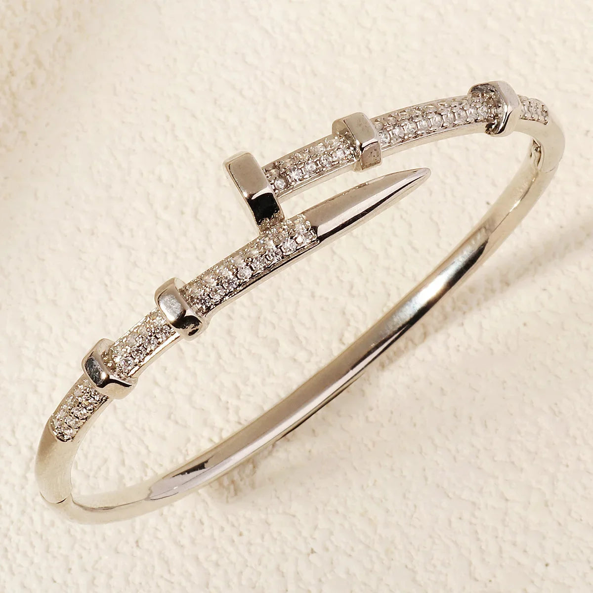 Zircon Nail Bracelet – Trendy Screw Bangle for Women (Everyday & Party Wear)
