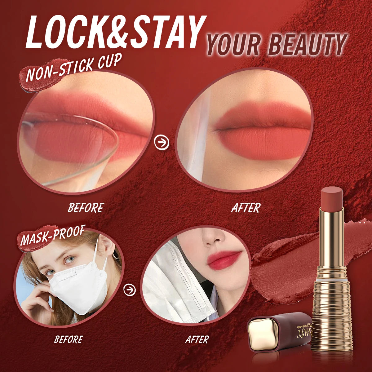 IMAGIC Matte Lipstick – Long Lasting, Waterproof, Smudge-Free, Highly Pigmented Lip Color - Lylamor.com