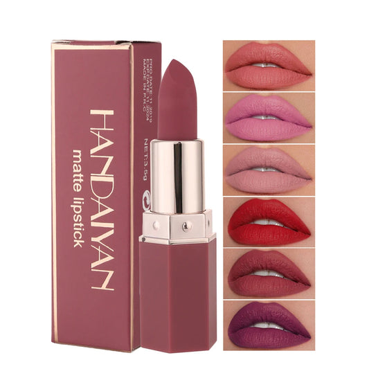 6-Color Matte Lipstick Set – Velvet Finish, Long-Lasting Wear