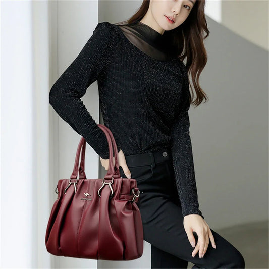 VANDERWAH Soft Leather Casual Tote - Zippered Women’s Commuter Handbag - Lylamor.com