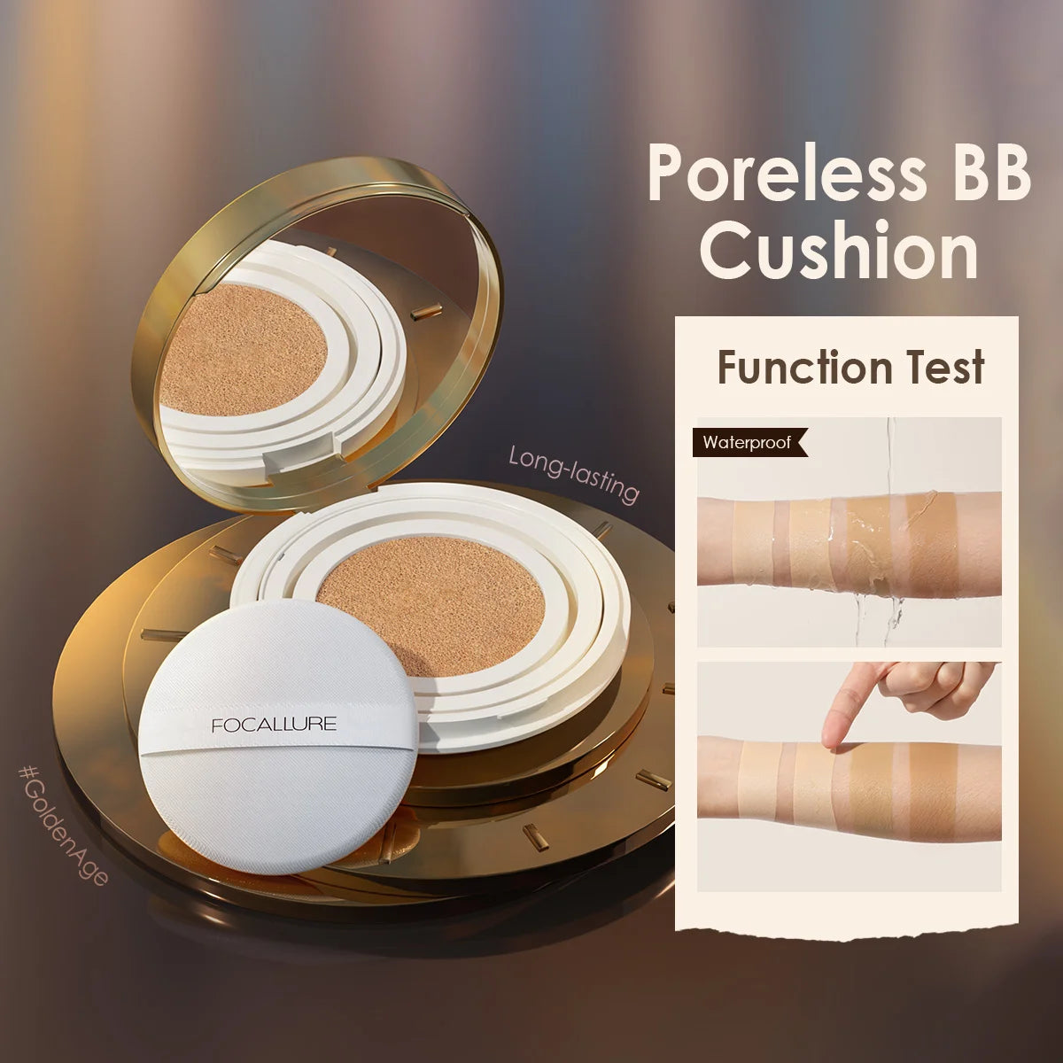 FOCALLURE Air Cushion Foundation – Waterproof, Matte, High Coverage, Poreless Finish - Lylamor.com