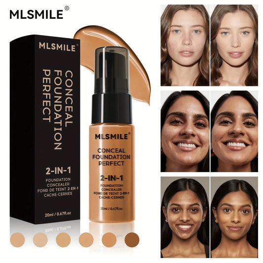2-in-1 Oil Control Liquid Foundation & Concealer – Full Coverage, Waterproof & Hydrating - Lylamor.com