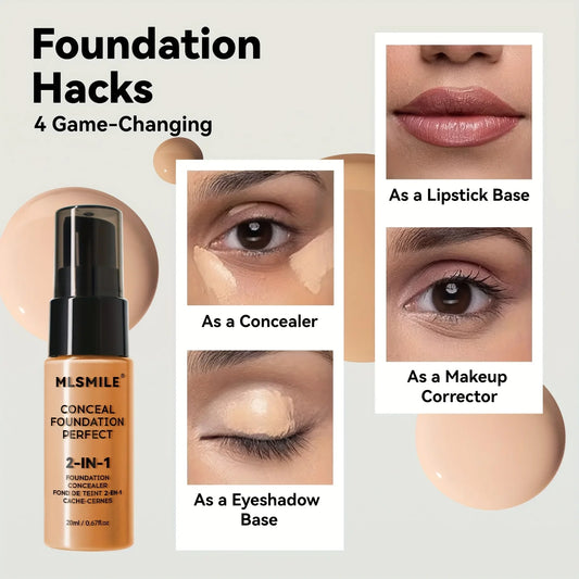 2-in-1 Oil Control Liquid Foundation & Concealer – Full Coverage, Waterproof & Hydrating - Lylamor.com