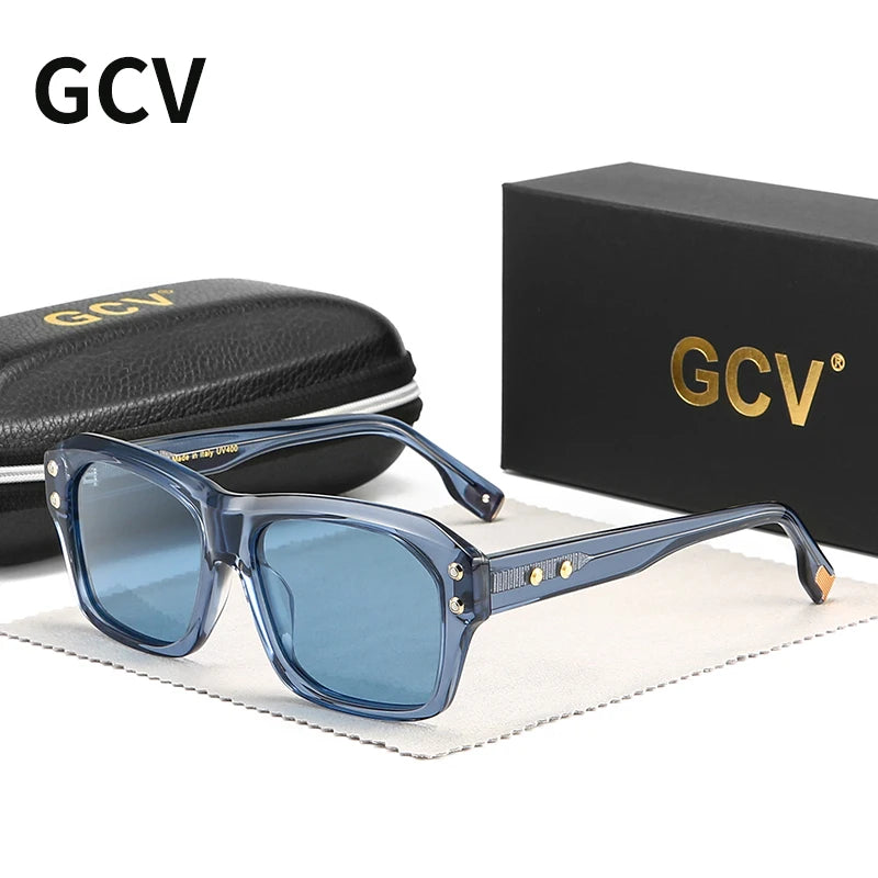 GCV Polarized Sunglasses Women – Luxury Square Rectangular Acetate UV400 Eyewear