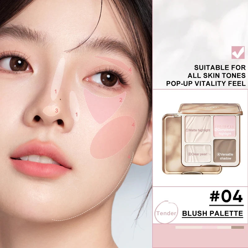 Judydoll Highlighter & Contour Palette Matte & Shimmer Natural Finish Face Sculpting - Lylamor.com