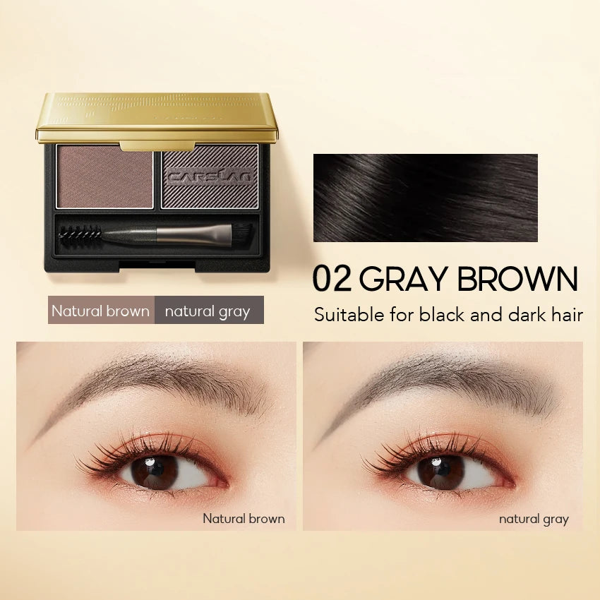CARSLAN 2 Colors Eyebrow Powder Palette with Brush & Mirror – Waterproof, Long-Lasting Brow Makeup - Lylamor.com