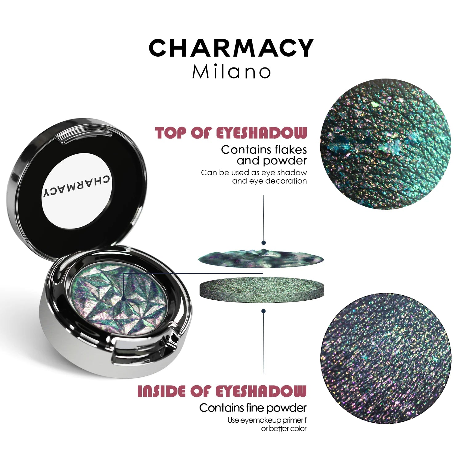 CHARMACY 10 Colors Multichrome Glitter Eyeshadow Powder – Long-Lasting Waterproof Holographic Eye enhancer for Women - Lylamor.com