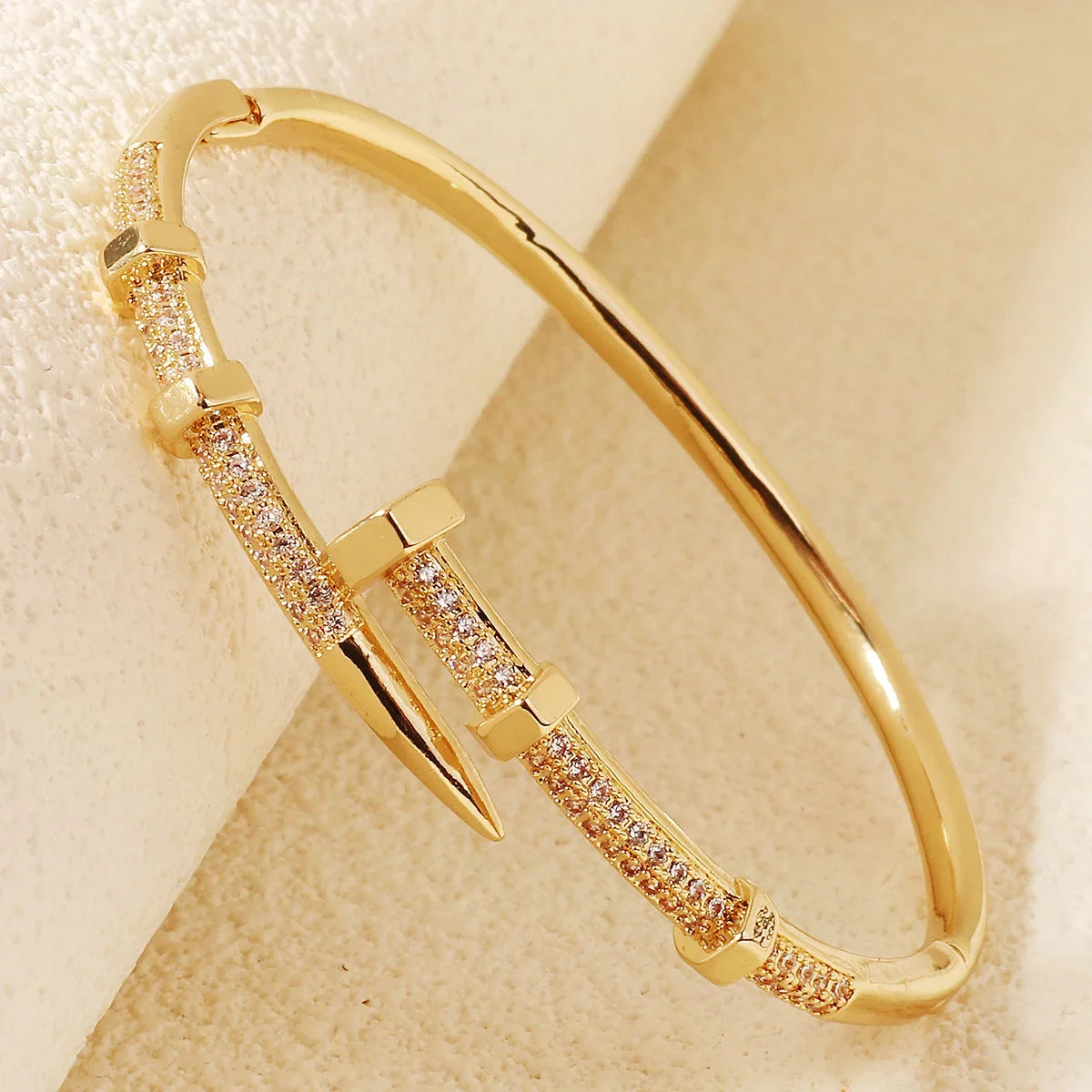 Zircon Nail Bracelet – Trendy Screw Bangle for Women (Everyday & Party Wear)