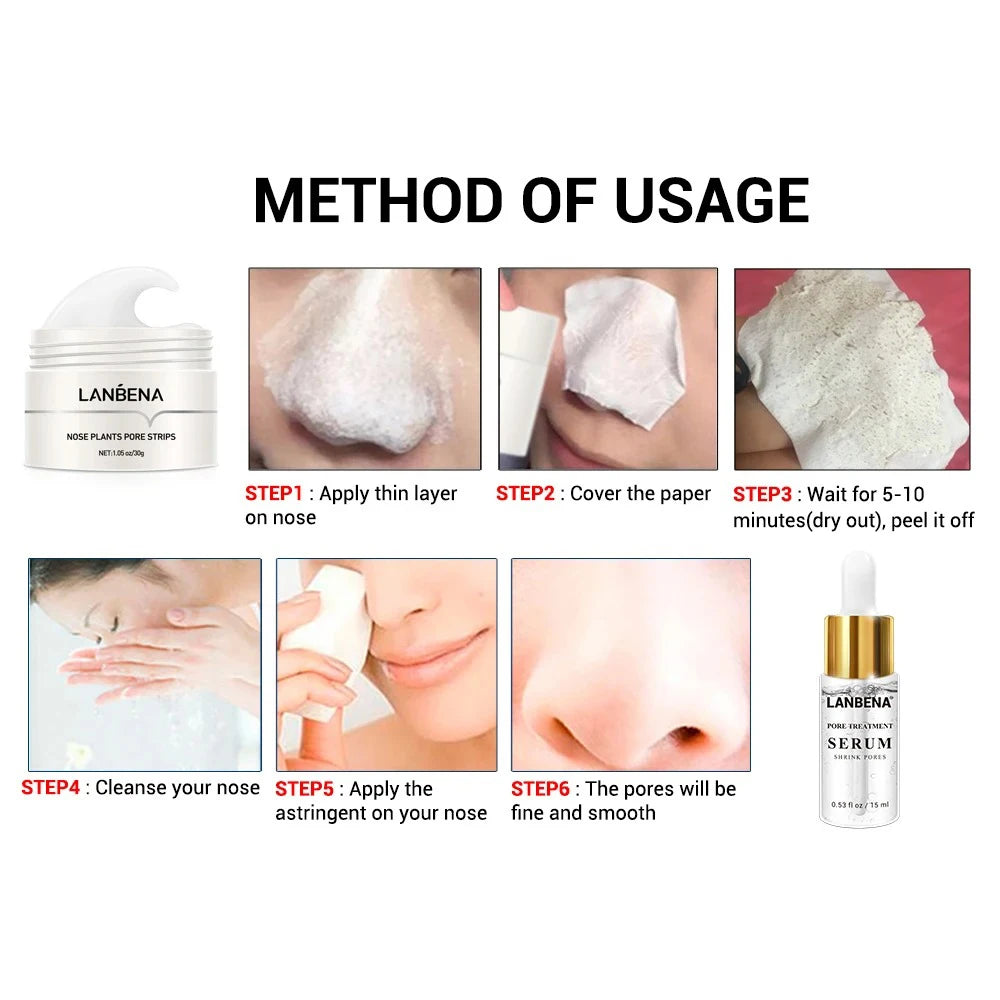 LANBENA Nose Botanical Pore Strip – Deep Cleansing Blackhead Treatment & Pore Refining Serum 30g - Lylamor.com