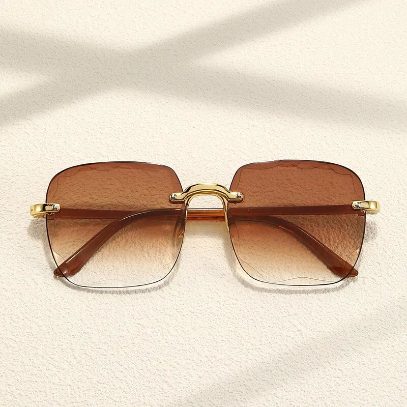 Frameless Gradient Sunglasses – Classic Square Shades for Women