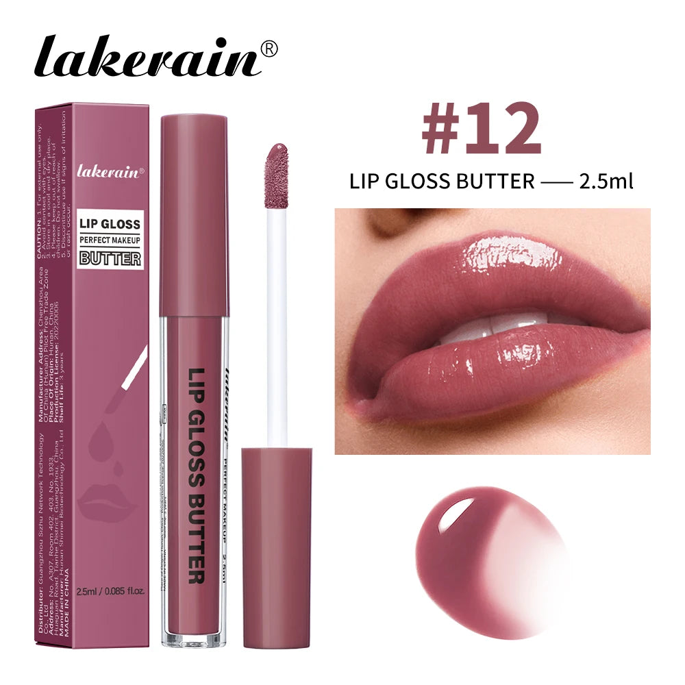 Lakerain Lip Gloss Butter  Long Lasting Non-stick  Beauty Waterproof Lip Stain Makeup Plumping Hydrating Lip Gloss Cosmetics - Lylamor.com