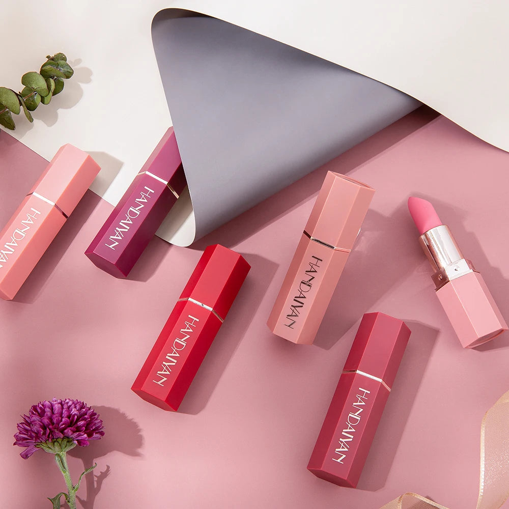 6-Color Matte Lipstick Set – Velvet Finish, Long-Lasting Wear