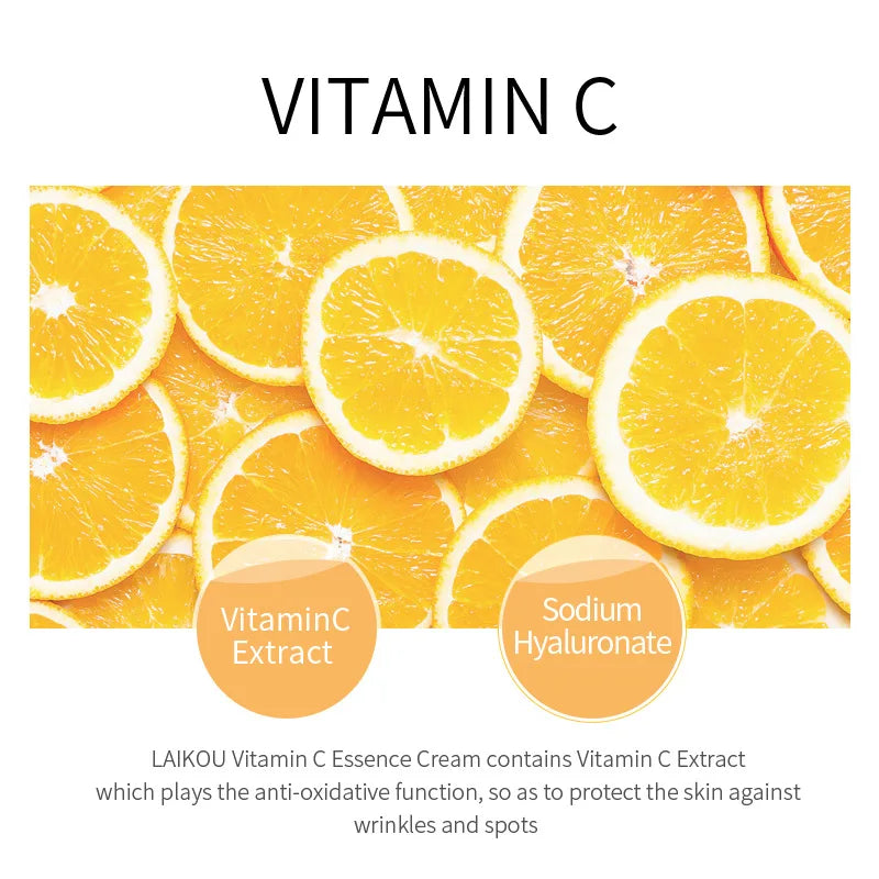 LAIKOU Vitamin C Whitening Skincare Set – Anti-Aging Moisturizing Face Cream, Eye Cream & Cleanser - Lylamor.com