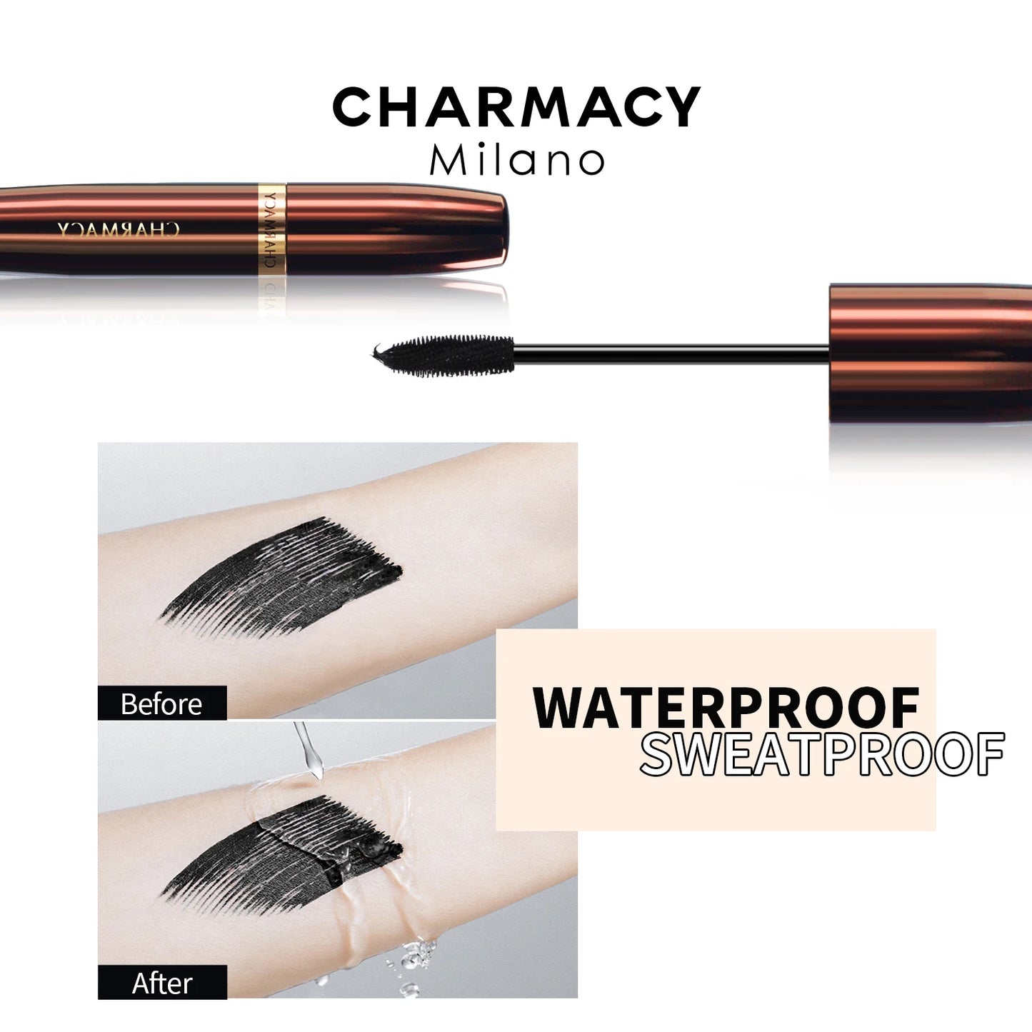 CHARMACY Black Mascara – 3D Volume, Lengthening & Waterproof Eye Makeup - Lylamor.com