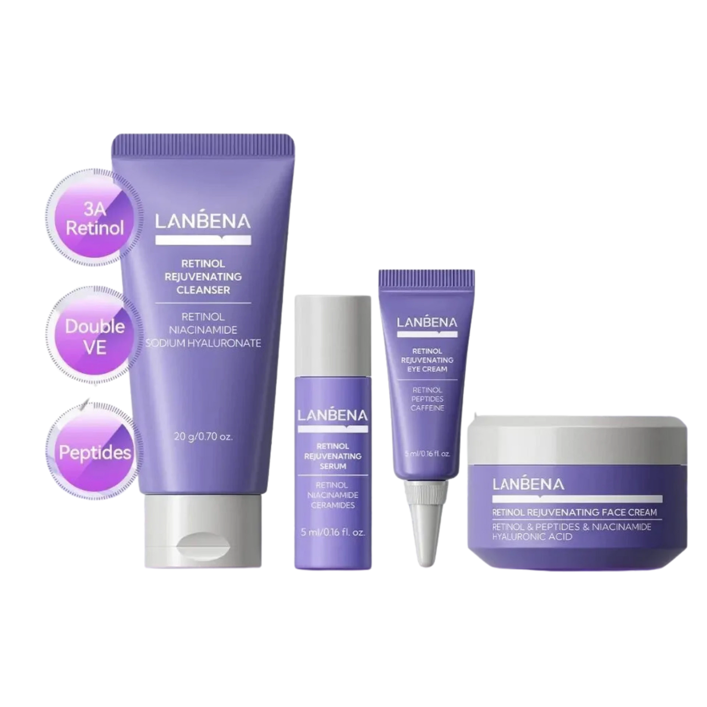LANBENA Travel Set – Retinol & Vitamin C Anti-Wrinkle Facial Care 4PCS - Lylamor.com