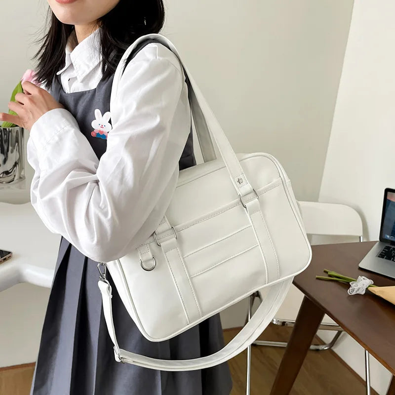 Japanese Preppy Shoulder Bag - PU Leather JK Uniform Bag for Women & Girls (Itabag/Tote/Bolso)